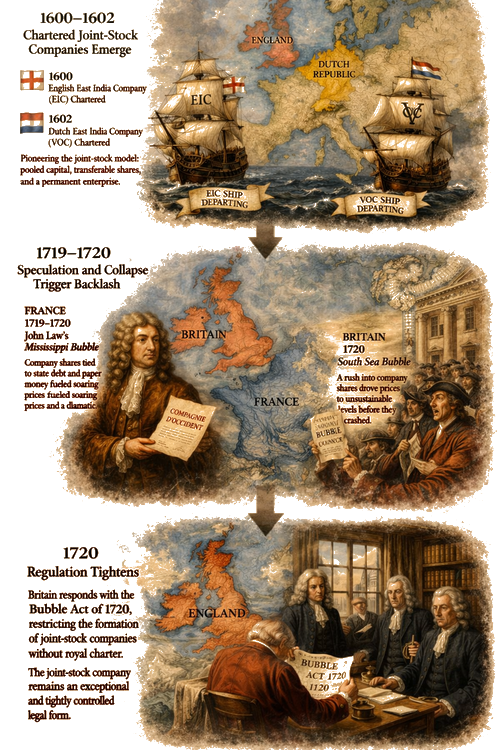 Joint-stock companies: emergence, speculation, and regulation