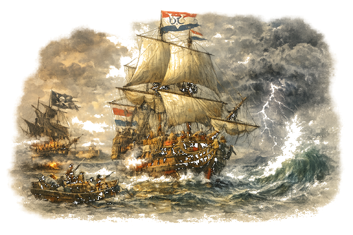 Dutch VOC ship in stormy seas